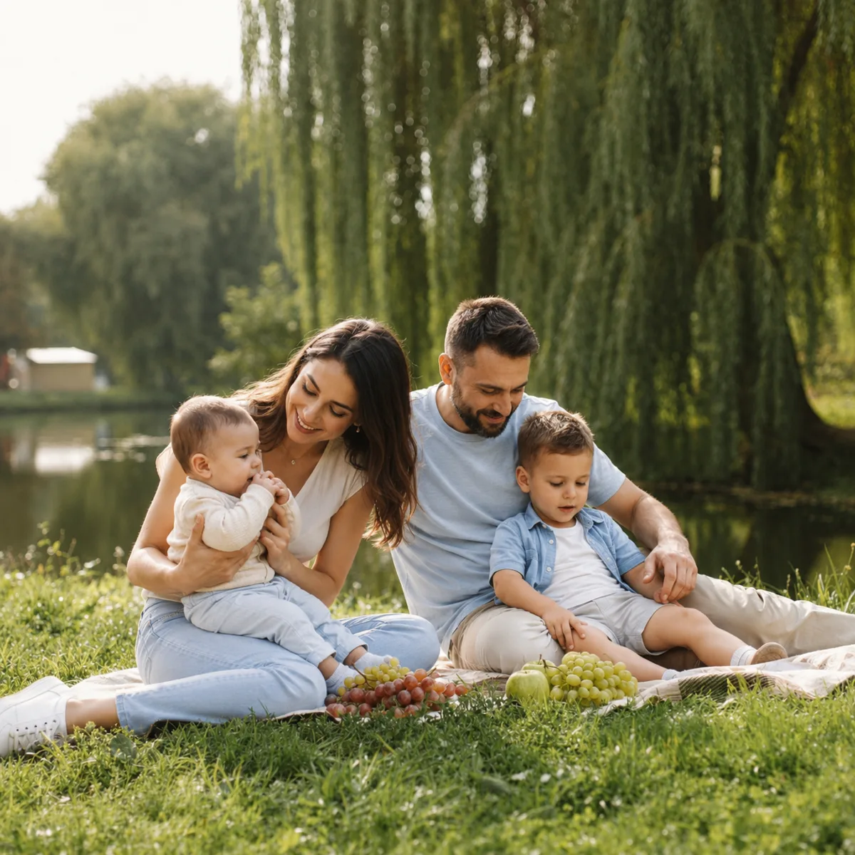 Familia en un picnic al aire libre